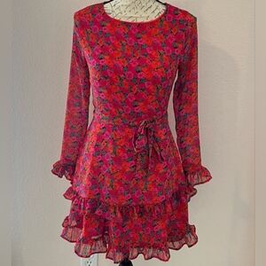 Francesca’s Mi ami Ronda Floral Tiered Ruffled Mini Dainty Dress